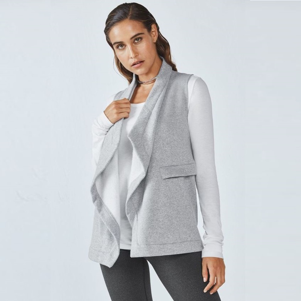 Fabletics Heather Gray Open Front Mina Vest Sz M - image 8